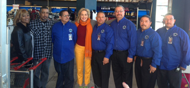ABLA board member Sharon Stone with outreach and intervention workers in A Better Thrift Shop in Huntington Park